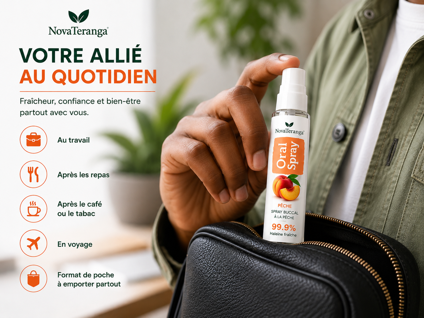 🍑 Spray Buccal Rafraîchissant NovaTeranga – Pêche