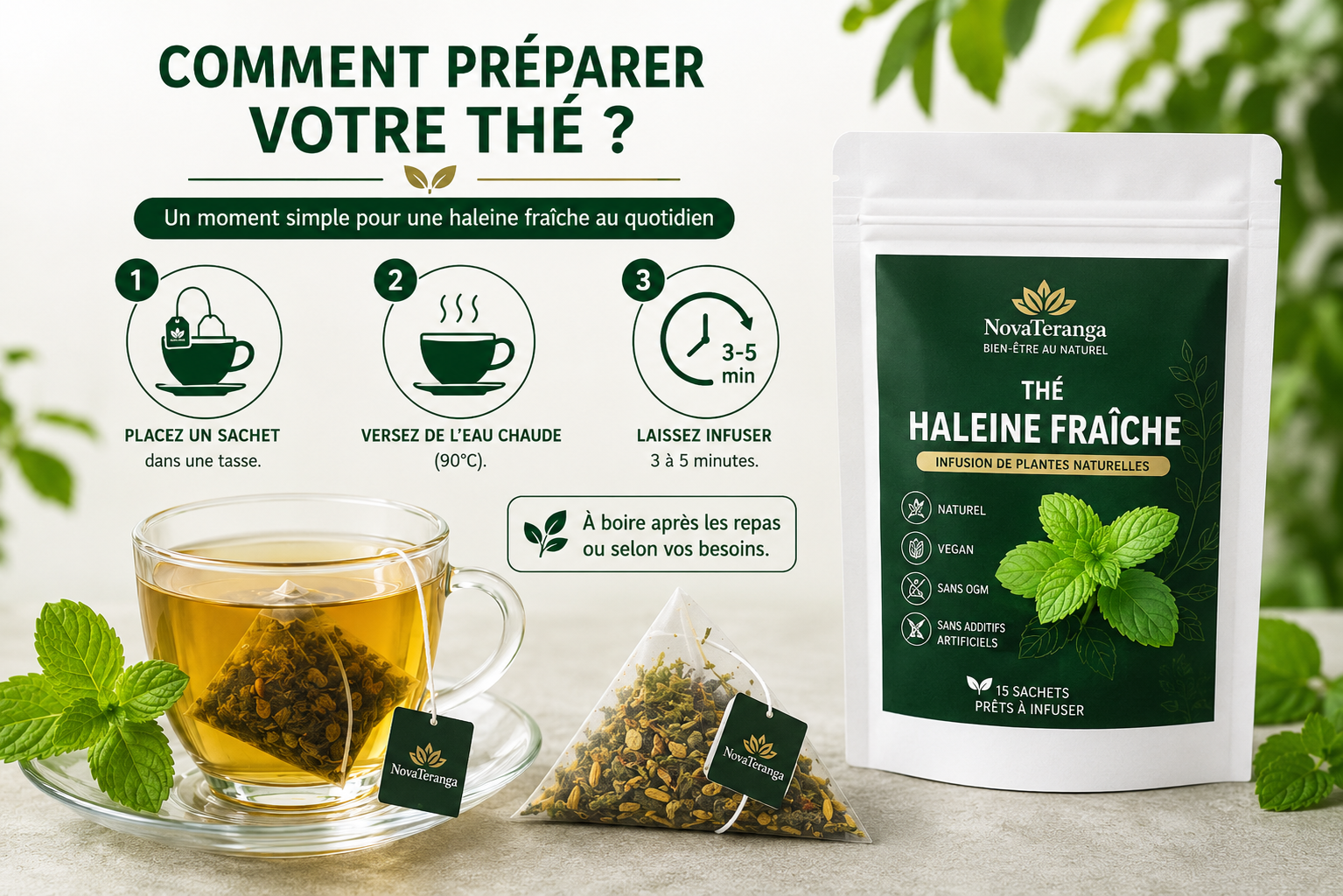 Thé Haleine Fraîche – Infusion Naturelle | 15 Sachets | NovaTeranga