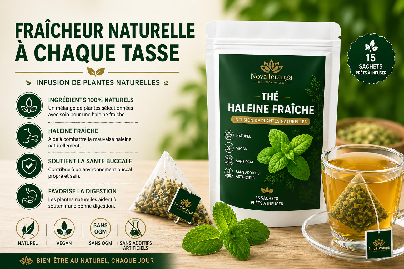 Thé Haleine Fraîche – Infusion Naturelle | 15 Sachets | NovaTeranga